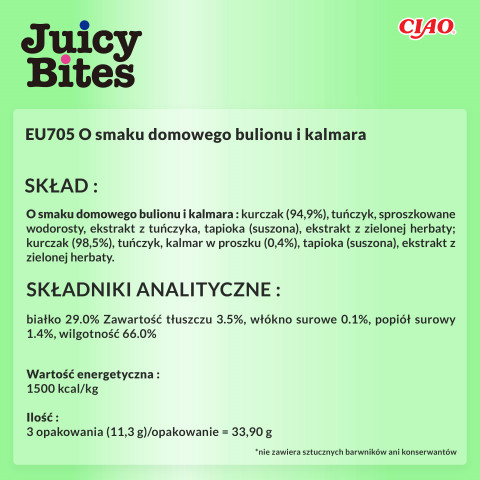 INABA Juicy Bites Homestyle broth and Calamari - pamlsek pro kočky - 3x11,3 g - Fotogalerie 2