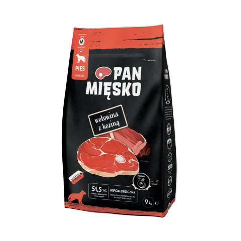 PAN MIĘSKO Beef with goat M - suché krmivo pro psy - 9kg - Fotogalerie 1