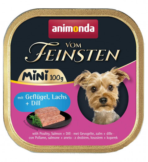 ANIMONDA Vom Feinsten Adult Mini Poultry, salmon and dill - mokré krmivo pro psy - 100g - Fotogalerie 1