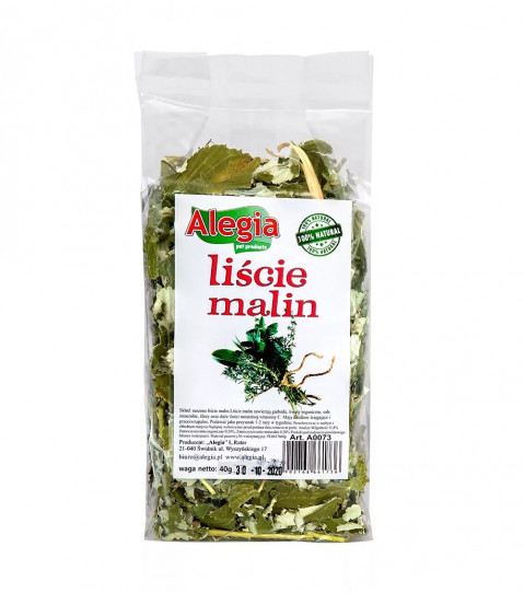 ALEGIA Raspberry leaves - lahůdka pro hlodavce a králíky - 40g - Fotogalerie 1