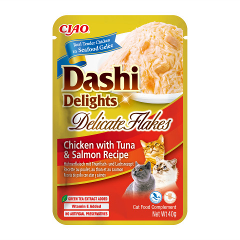 INABA CAT Dashi Delights Jemné vločky Kuře s tuňákem a lososem - pochoutka pro kočky - 40g - Fotogalerie 1