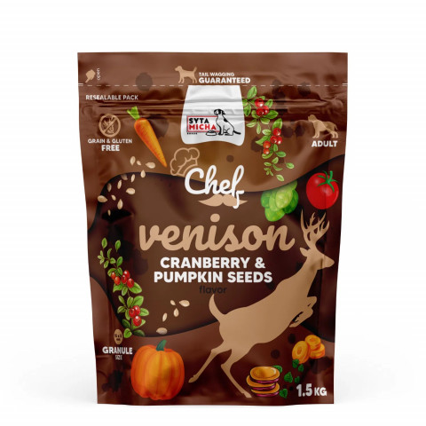 SYTA MICHA Chef Venison with cranberry and pumpkin seeds - suché krmivo pro psy - 1,5kg - Fotogalerie 1