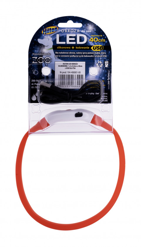 HILTON LED silikonový 1,4x0,8x40 cm s USB - obojek pro psy - Fotogalerie 3