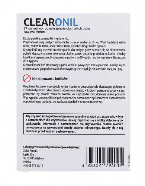 FRANCODEX Clearonil Small breed - kapky proti parazitům pro psy - 3 x 67 mg - Fotogalerie 3