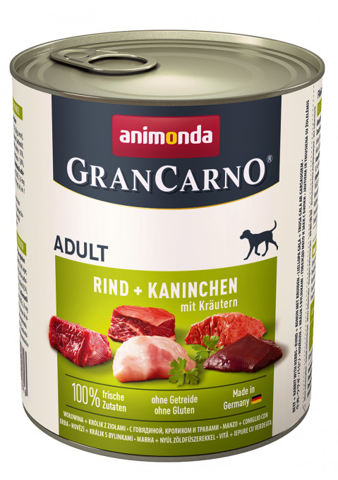 ANIMONDA GranCarno Adult Beef, rabbit and herbs - vlhké krmivo pro psy - 800g - Fotogalerie 1