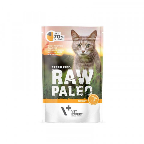 RAW PALEO Adult Cat Sterilized Turkey - mokré krmivo pro kočky - 100 g - Fotogalerie 1