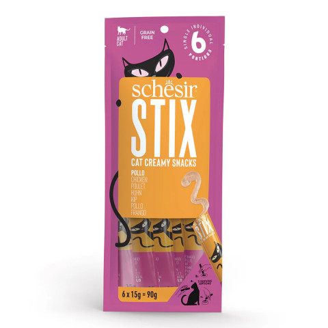 SCHESIR Stix kuřecí krém - pochoutka pro kočky - 6x15g - Fotogalerie 1