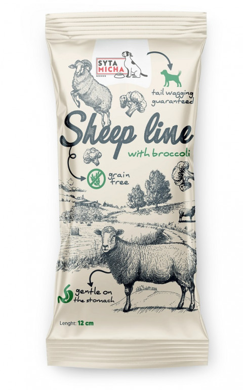 SYTA MICHA Sheep line Sheep with broccoli - žvýkačka pro psa - 12 cm - Fotogalerie 1