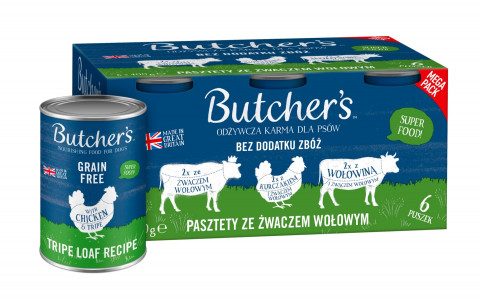 BUTCHER'S Original Mega pack mix tripe loaf recipe - mokré krmivo pro psy - 6 x 400g - Fotogalerie 1