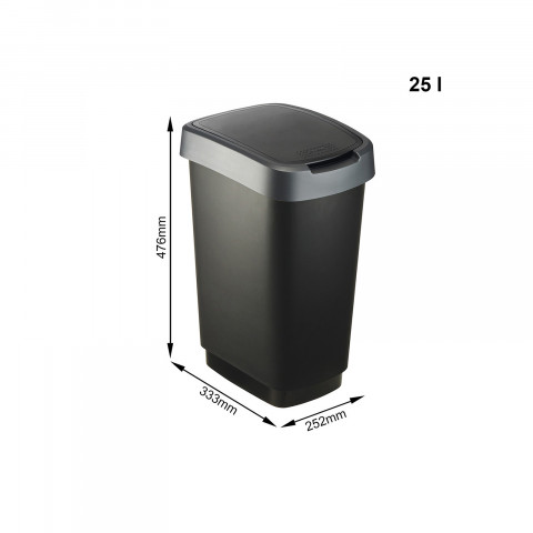 ROTHO Twist Silver - odpadkový koš – 25l - Fotogalerie 2