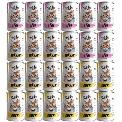 Tuf Tuf Mielonka Mix 3 příchutě - vlhké krmivo pro kočky - 24x400g - Fotogalerie 1