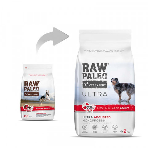 RAW PALEO Ultra Medium&Large Adult Beef - suché krmivo pro psy - 2 kg - Fotogalerie 8