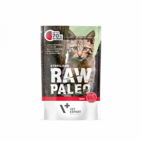 RAW PALEO Adult Cat Sterilized Beef - mokré krmivo pro kočky - 100 g - Fotogalerie 1