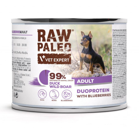 RAW PALEO Duoprotein Duck & Boar Adult - vlhké krmivo pro psy - 200g - Fotogalerie 1