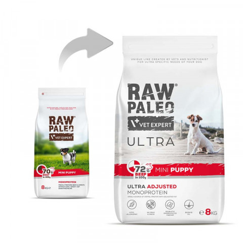 RAW PALEO Ultra Mini Puppy Beef - suché krmivo pro štěňata malých plemen - 8 kg - Fotogalerie 6