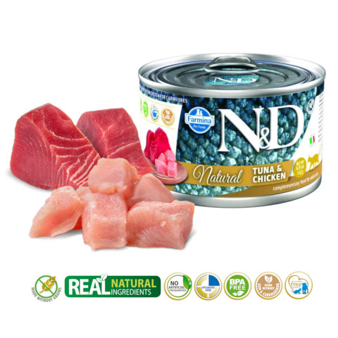 FARMINA N&D Cat Natural Tuna&Chicken - vlhké krmivo pro kočky - 140 g - Fotogalerie 2