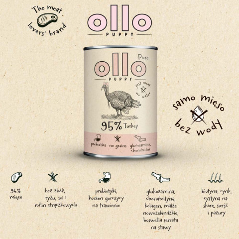 OLLO Puppy Pure Krůtí - mokré krmivo pro psy - 850 g - Fotogalerie 5