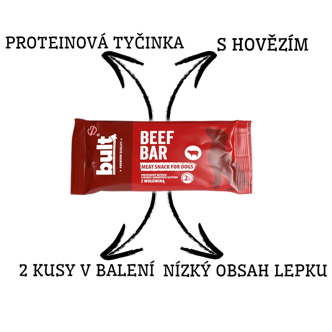BULT Beef Bar Proteinová tyčinka s hovězím masem - pochoutka pro psy - 75g - foto 2