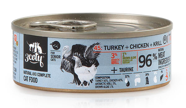 3COTY Turkey with chicken and krill Senior - mokré krmivo pro kočky - 6x80g - foto 1