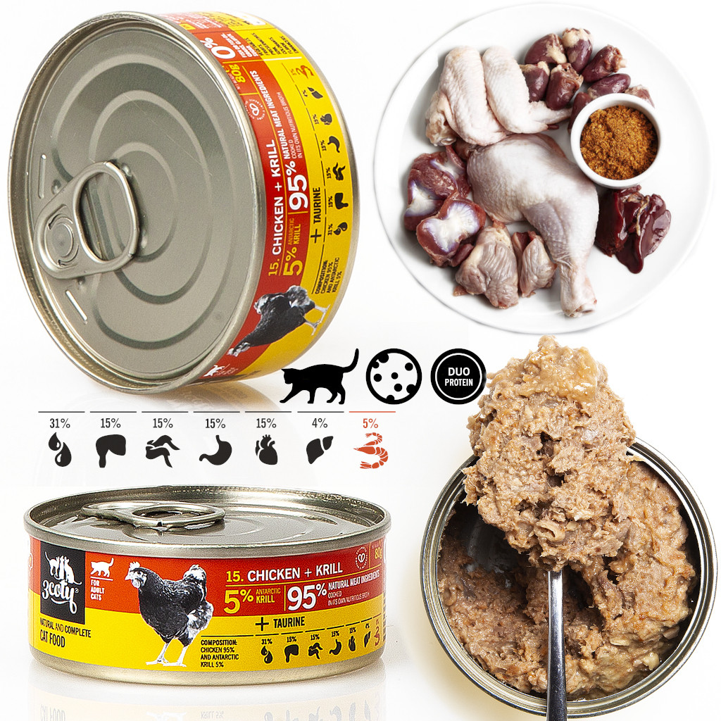 3COTY Chicken with krill - mokré krmivo pro kočky - 12x80g - foto 1