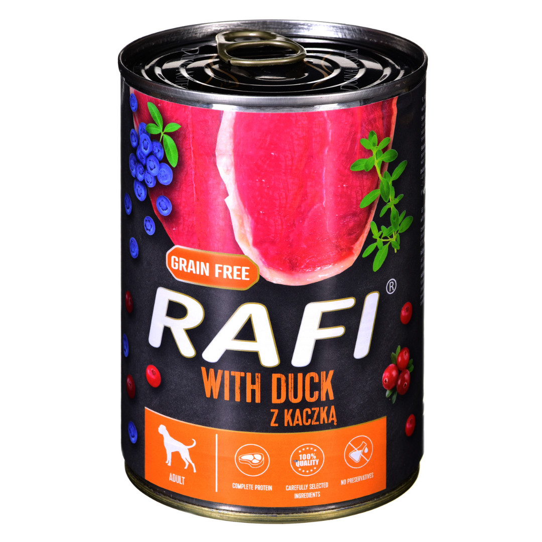 Dolina Noteci RAFI kachna, borůvky, brusinky - vlhké krmivo pro psy 400 g - foto 1