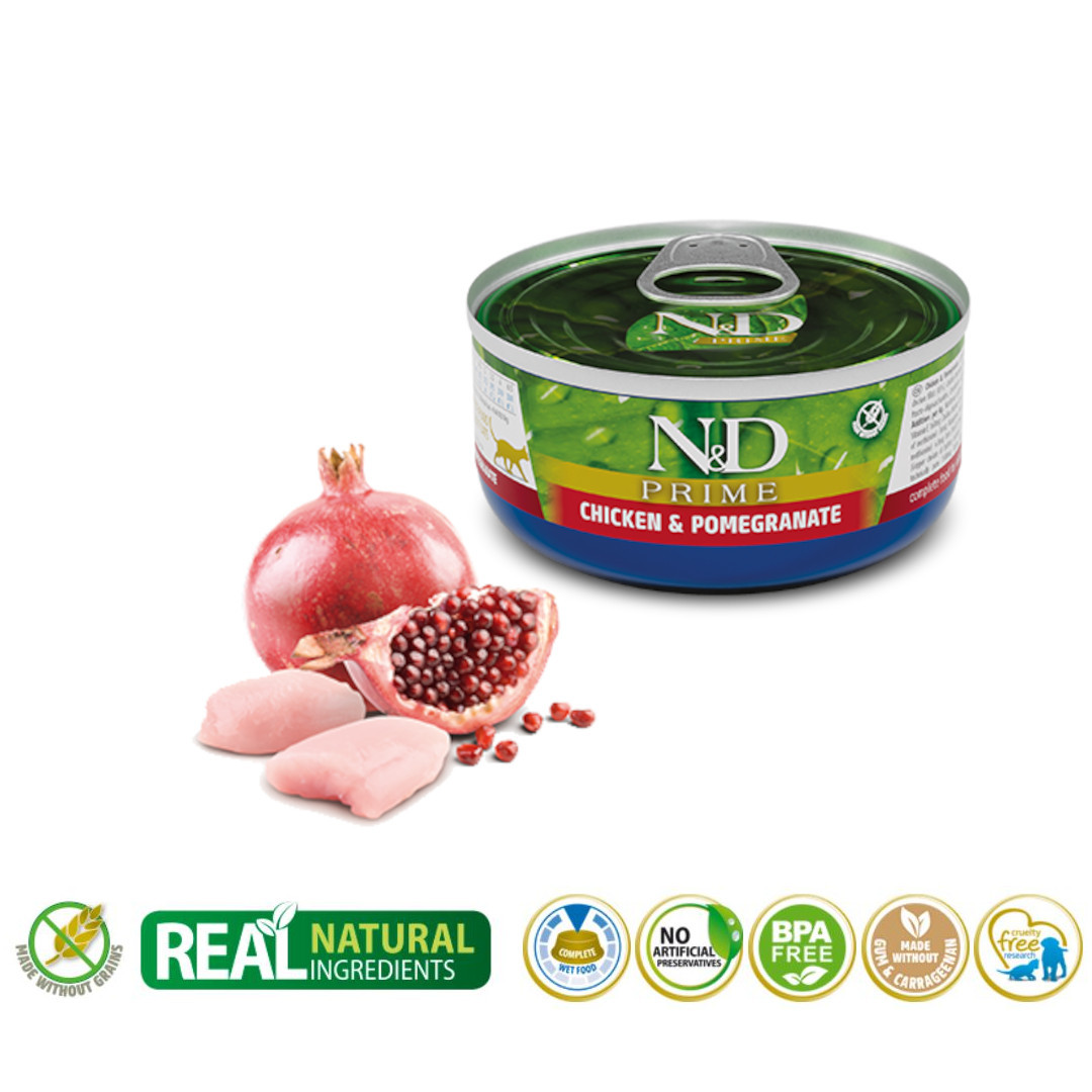 FARMINA N&D Prime Kuře & Granátové jablko Adult – mokré krmivo pro dospělé kočky – 70 g - foto 1