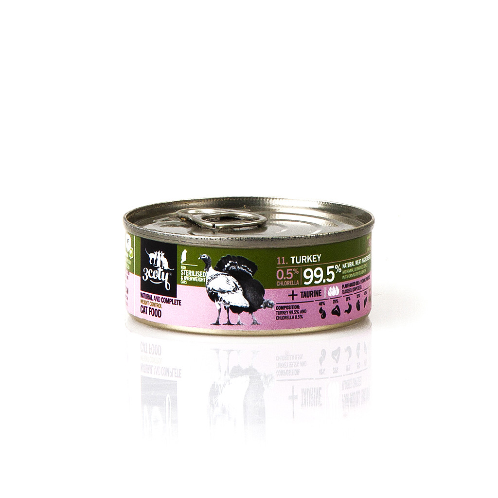 3COTY Turkey with chlorella Sterilised and overweight cats - mokré krmivo pro kočky - 80g - foto 1