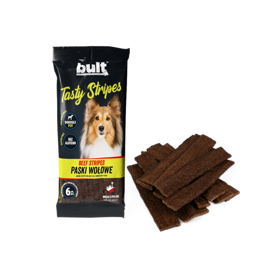 BULT Tasty stripes Hovězí proužky - pamlsek pro psy - 6ks. - foto 1