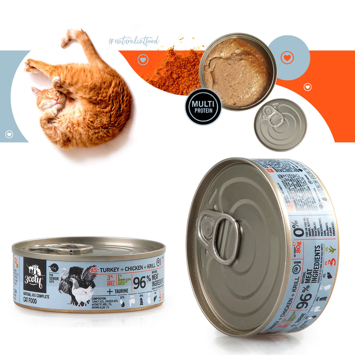 3COTY Turkey with chicken and krill Senior - mokré krmivo pro kočky - 6x80g - foto 5