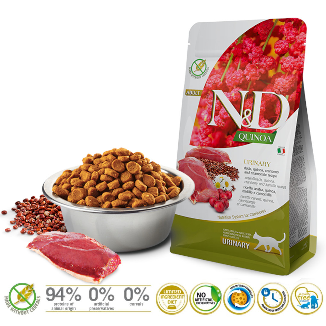 FARMINA N&D Quinoa Urinary Duck suché krmivo pro kočky - 5kg - foto 1