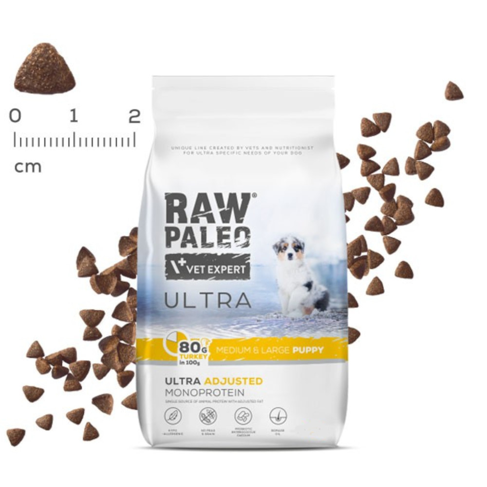 VET EXPERT RAW PALEO Ultra Medium&Large Puppy Turkey - suché krmivo pro štěňata - 10 kg - foto 1