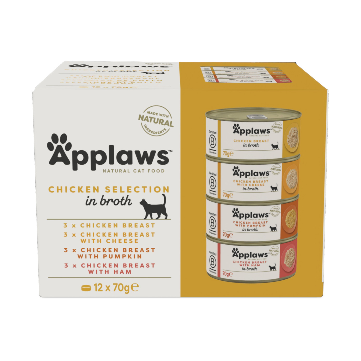 APPLAWS Chicken Selection in Broth - mokré krmivo pro kočky - 12x70g - foto 7