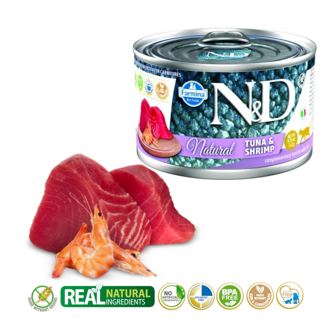 FARMINA N&D Cat Natural Tuna&Shrimp - vlhké krmivo pro kočky - 140 g - foto 1