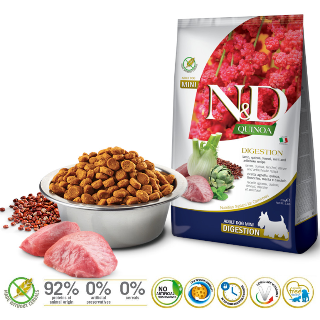 FARMINA N&D Quinoa Dog Digestion Lamb Adult Mini - suché krmivo pro psy - 2.5 kg - foto 1