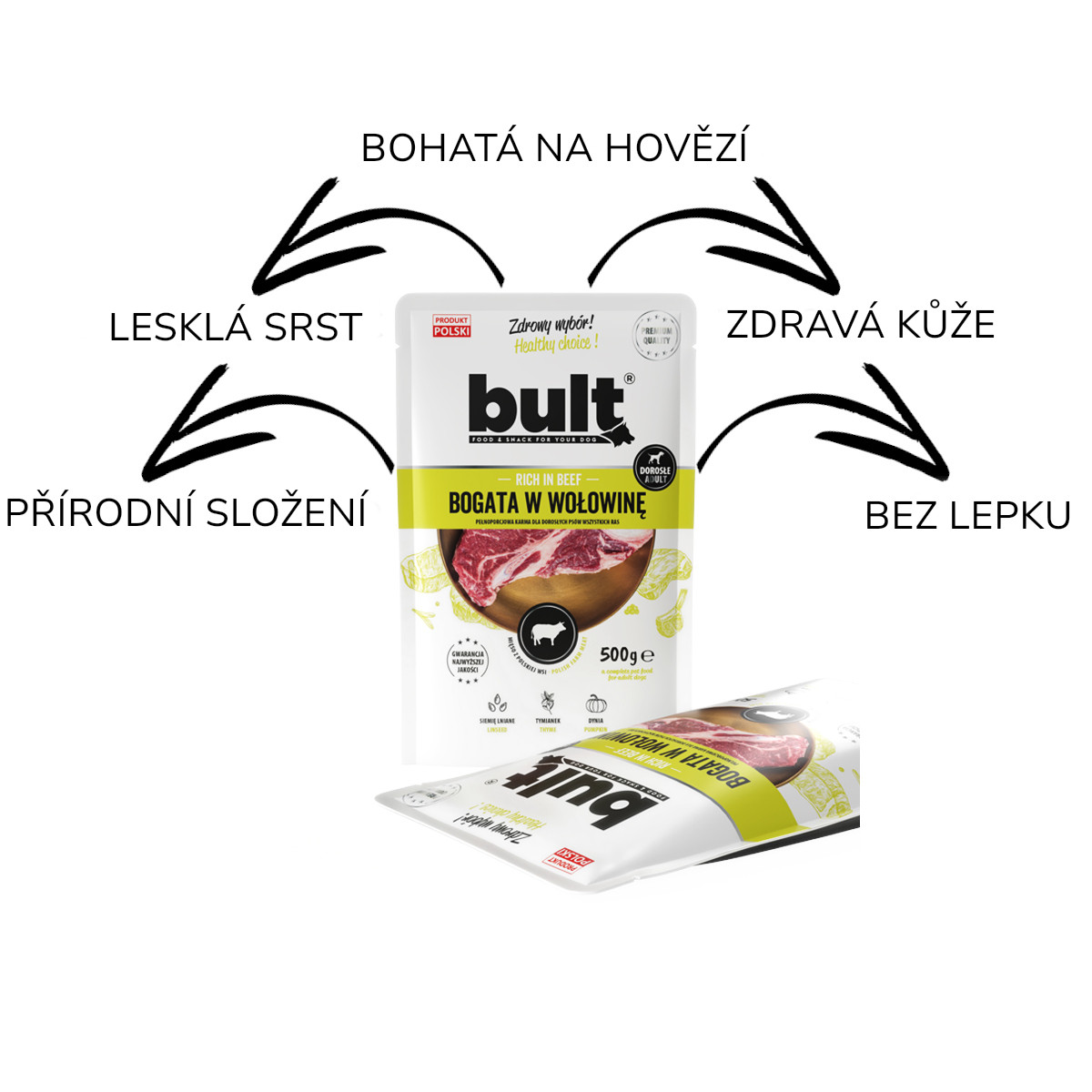 BULT Masová konzerva bohatá na hovězí – mokré krmivo pro psy – 12x500g - foto 2