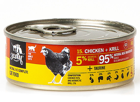 3COTY Chicken with krill - mokré krmivo pro kočky - 12x80g - foto 5
