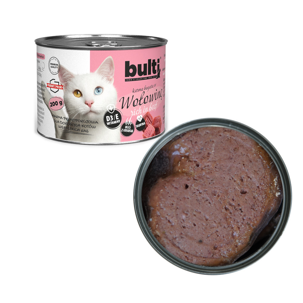 BULTI Rich in beef - mokré krmivo pro kočky - 6x200g - foto 1