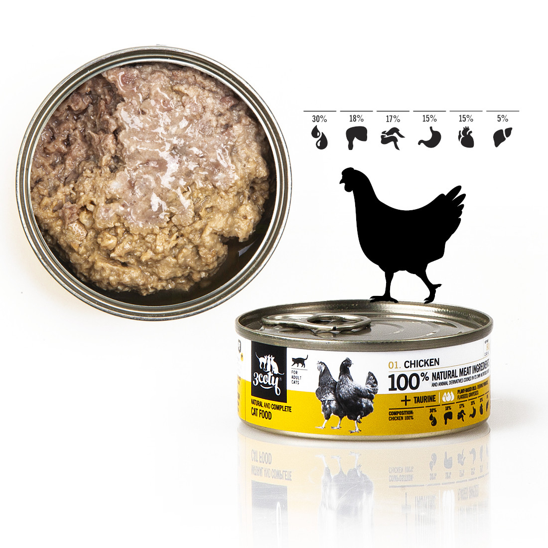 3COTY Chicken - mokré krmivo pro kočky - 6x80g - foto 4