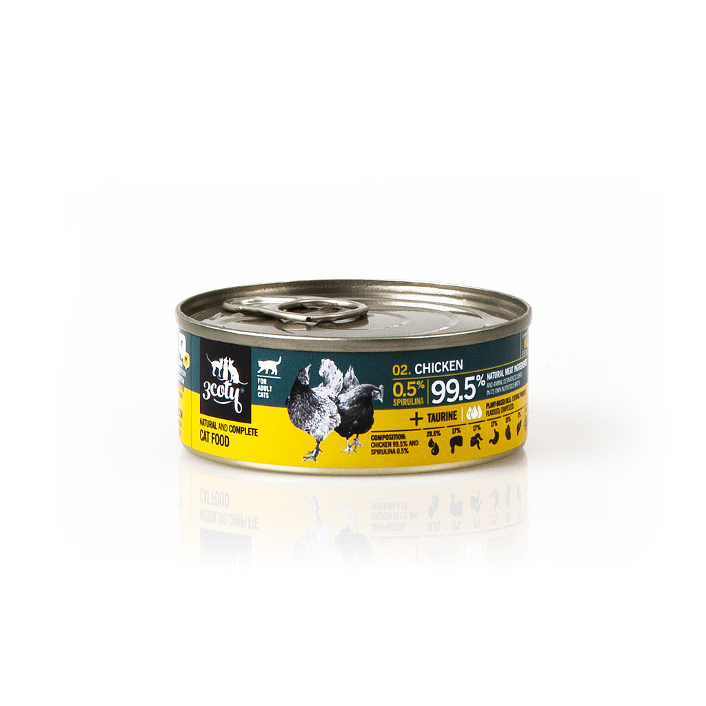 3COTY Chicken with spirulina - mokré krmivo pro kočky - 80g - foto 1