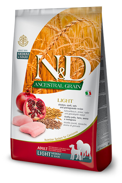 FARMINA N&D Ancestral Grain Chicken & Pomegranate Light Medium & Maxi – suché krmivo pro psy – 12 kg - foto 2