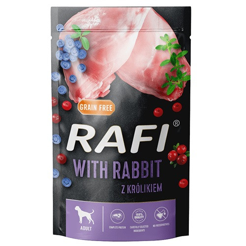 DOLINA NOTECI Rafi Rabbit, borůvka, brusinka - mokré krmivo pro psy - 500g - foto 1