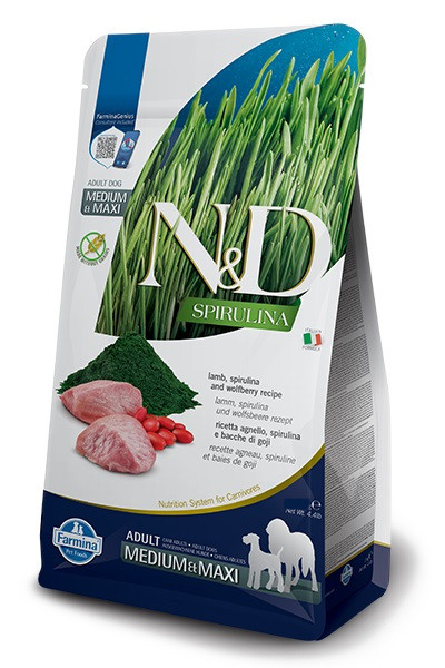 FARMINA N&D Spirulina Lamb Adult MED/MAXI - suché krmivo pro psy - 7 kg - foto 2