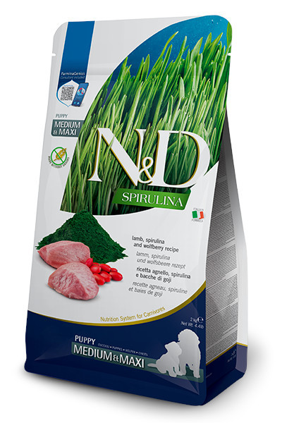 FARMINA N&D Spirulina Lamb Puppy MED/MAXI - suché krmivo pro psy - 2 kg - foto 2