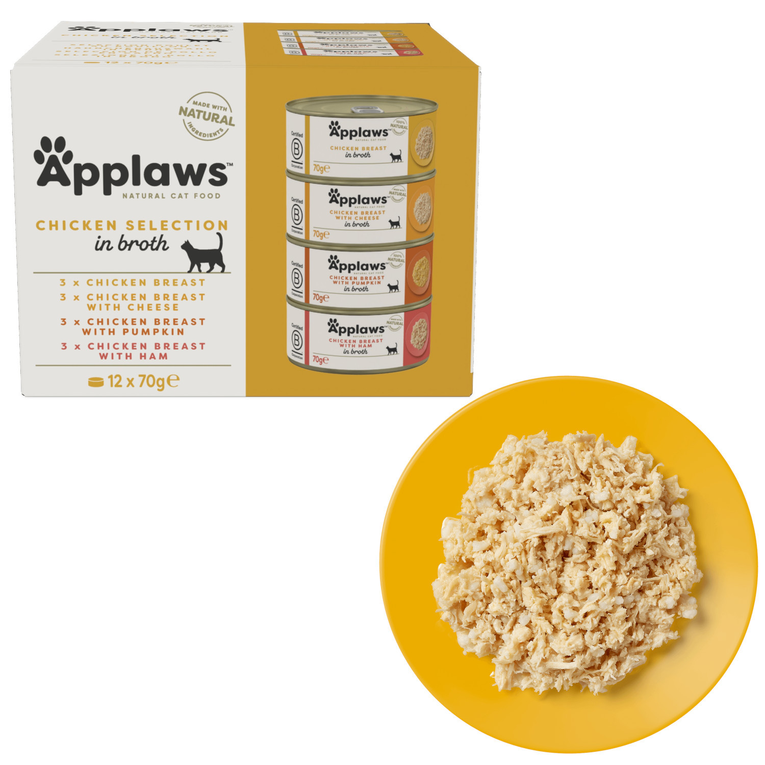APPLAWS Chicken Selection in Broth - mokré krmivo pro kočky - 12x70g - foto 1