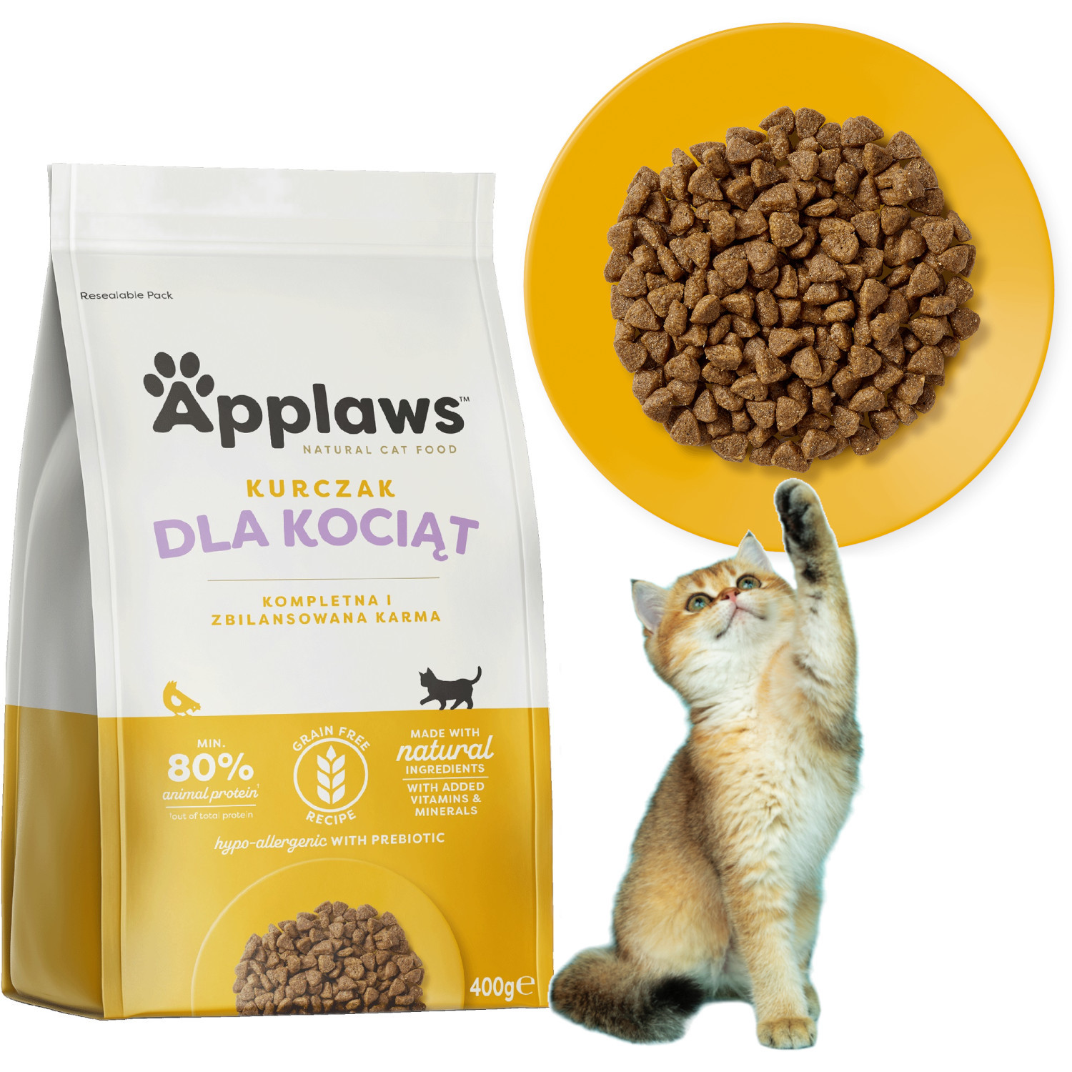 APPLAWS Kitten Chicken - suché krmivo pro kočky - 400g - foto 1