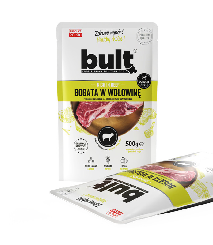 BULT Masová konzerva bohatá na hovězí – mokré krmivo pro psy – 12x500g - foto 1