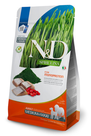 FARMINA N&D Spirulina Herring Adult Med/Maxi - suché krmivo pro psy - 7 kg - foto 3