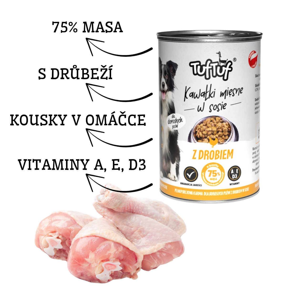 TUF TUF Chunks in gravy with poultry - vlhké krmivo pro psy - 415g - foto 2
