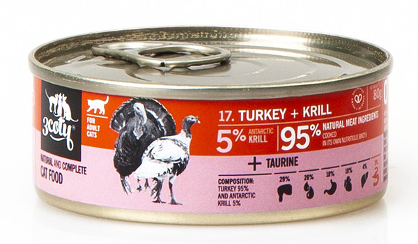 3COTY Turkey with krill - mokré krmivo pro kočky - 6x80g - foto 9