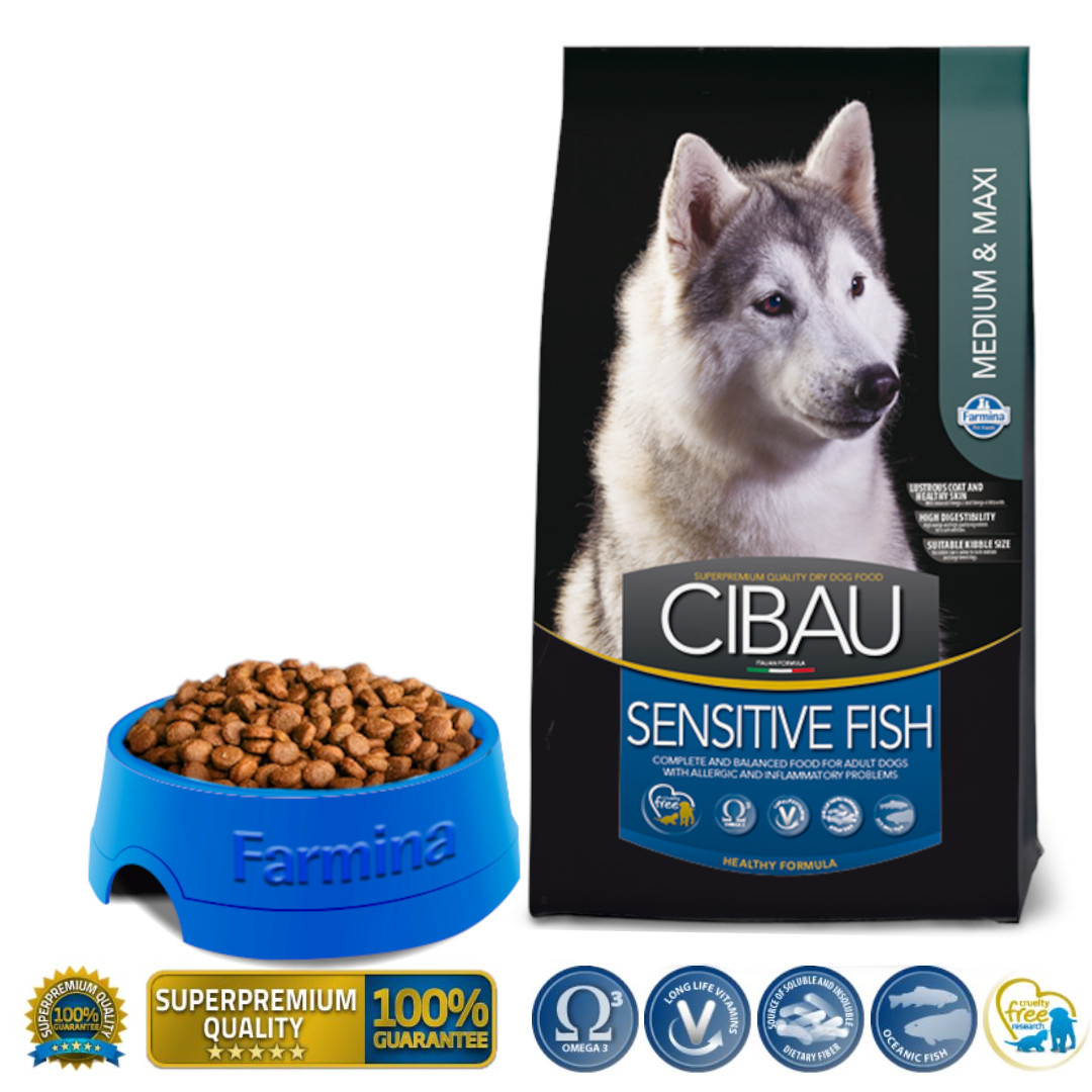 FARMINA Cibau Sensitive Fish Medium & Maxi – suché krmivo pro psy – 12 kg - foto 1